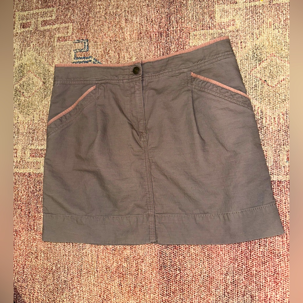 Loft textured cotton mini skirt size 6 light brown with pink piping